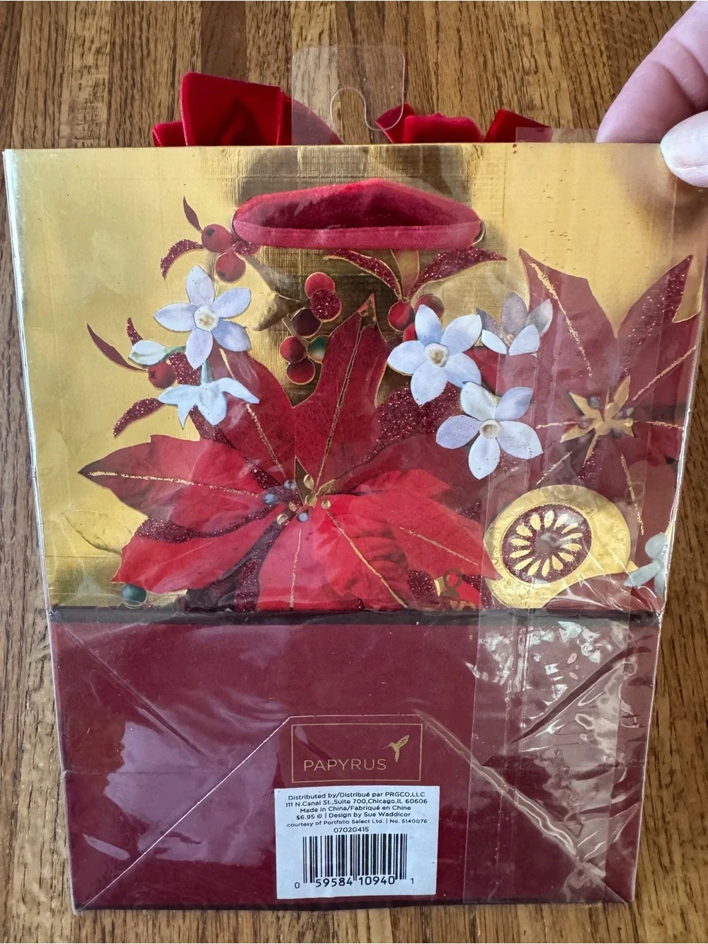 NWT Papyrus Christmas Gift Bag Lot (8) Poinsettia & Santa Sleigh